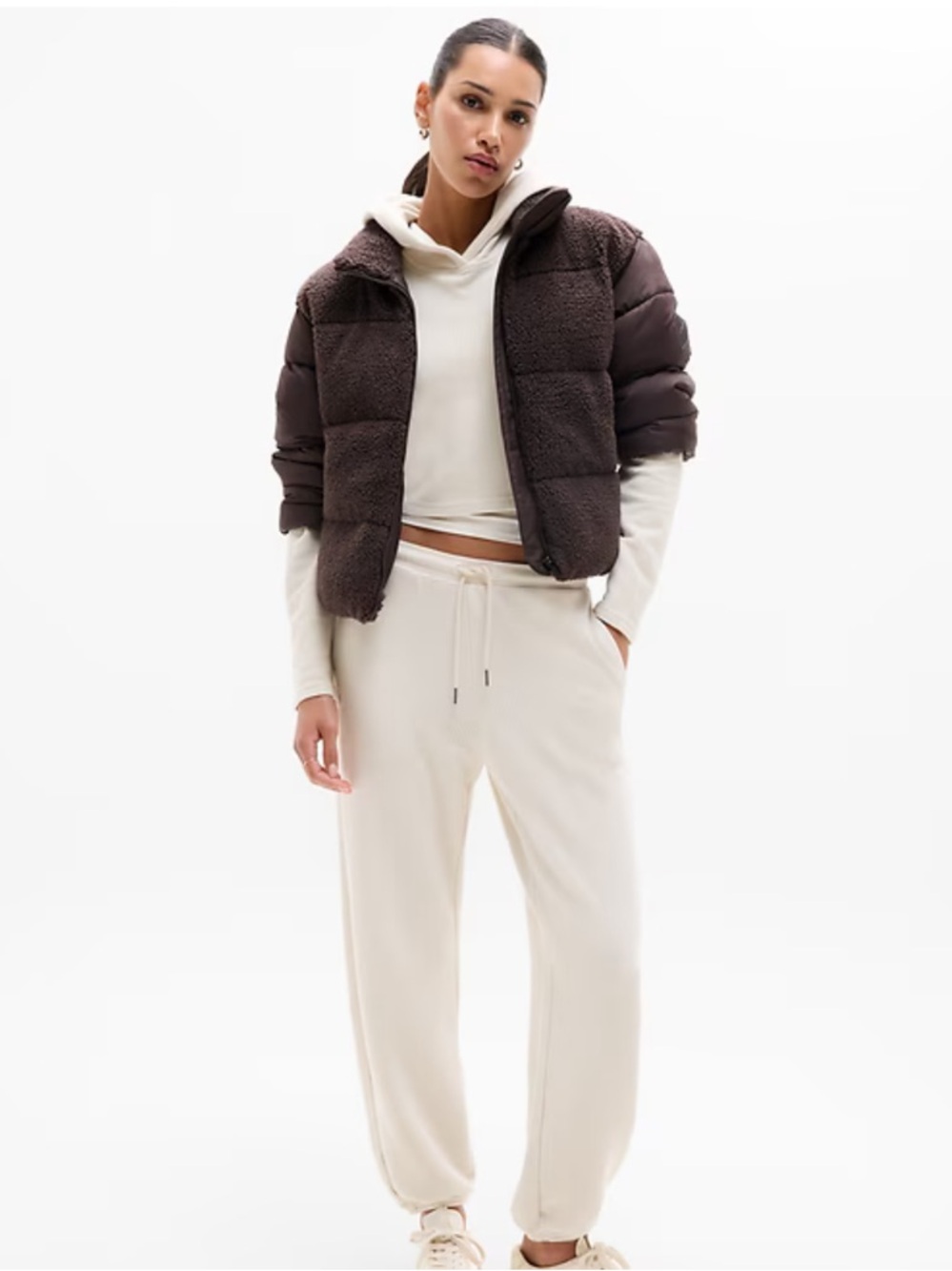 Athleta Tranquil Mid Rise Waffle Jogger Cream Lounge Pants Women’s Small Petite - Picture 2 of 9
